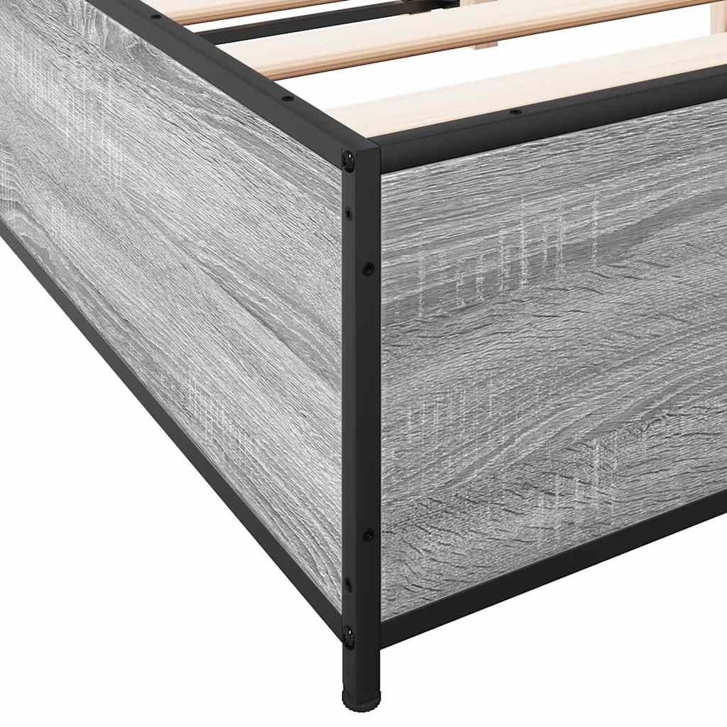 Bed Frame without Mattress Grey Sonoma 150x200 cm King Size