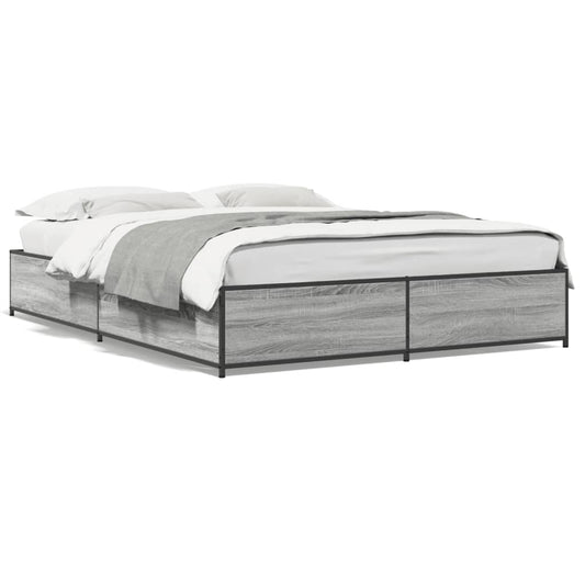 vidaXL Bed Frame without Mattress Grey Sonoma 150x200 cm King Size