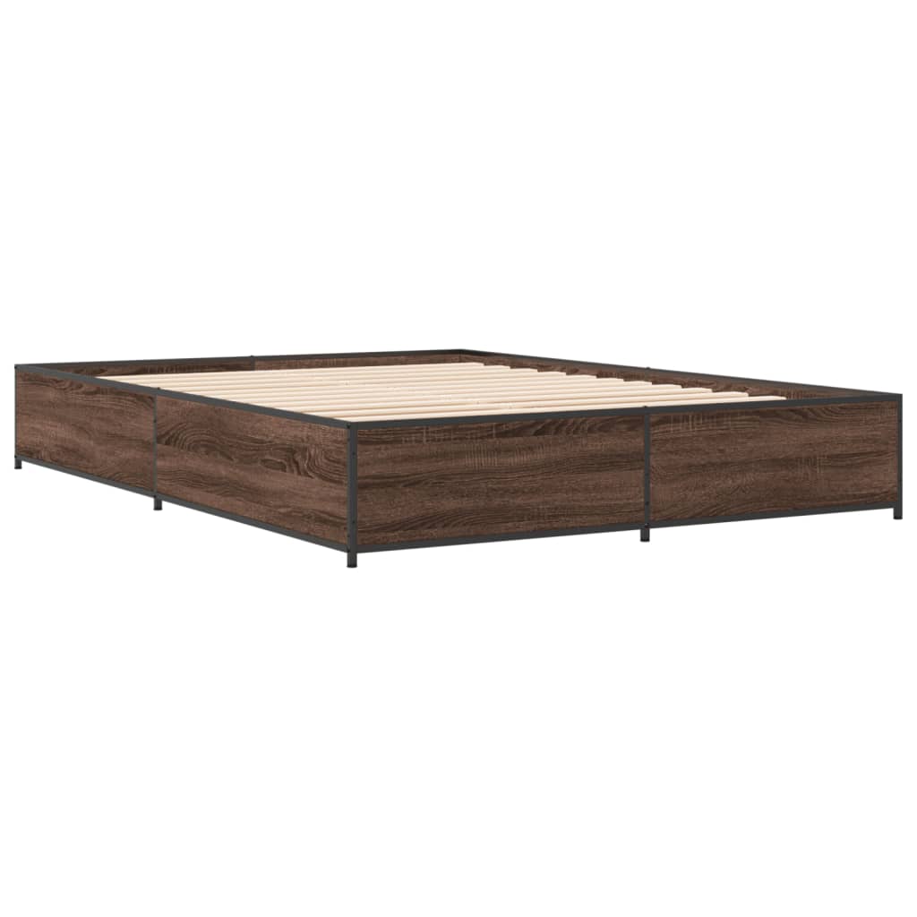 vidaXL Bed Frame without Mattress Brown Oak 150x200 cm King Size