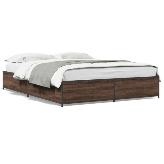 vidaXL Bed Frame without Mattress Brown Oak 150x200 cm King Size