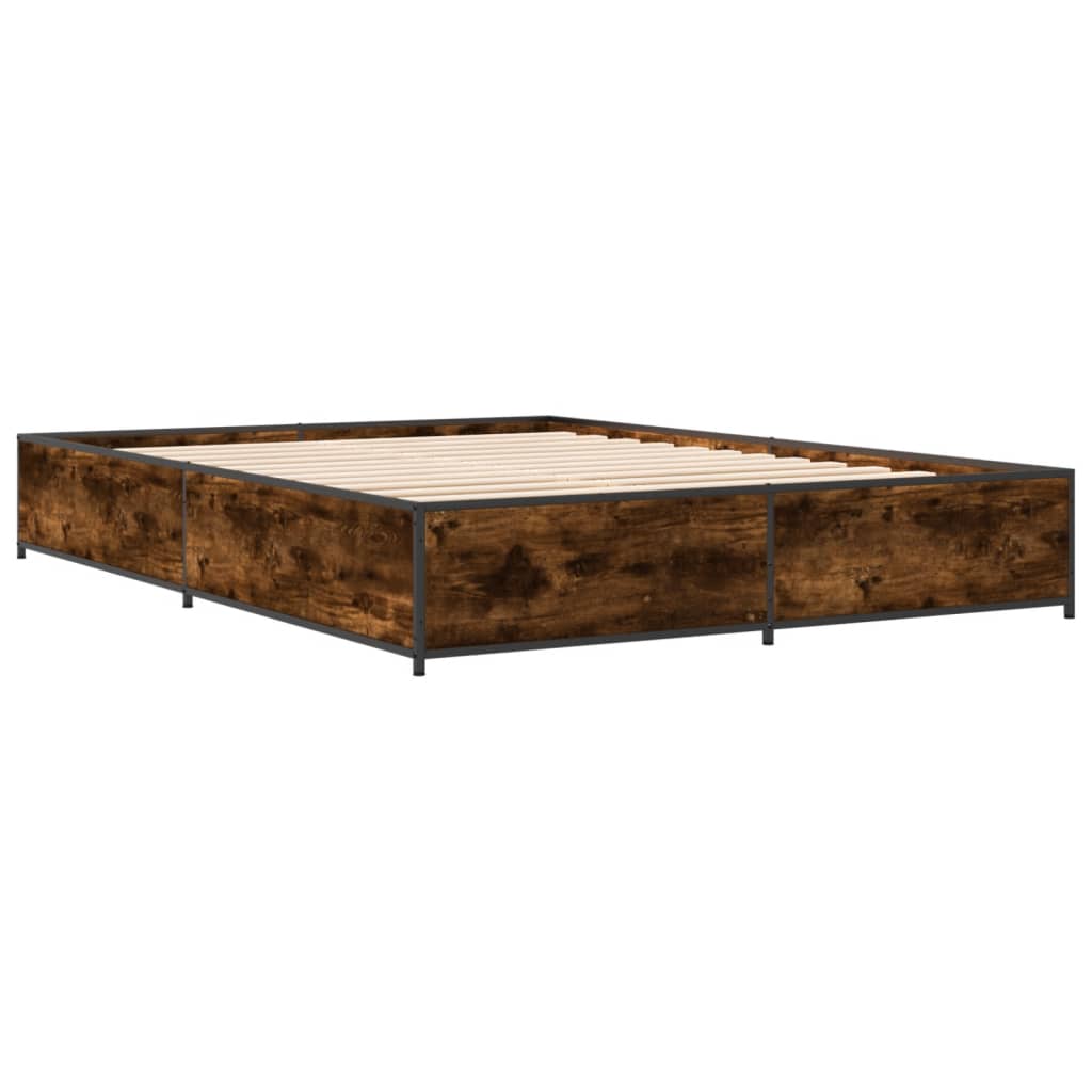 vidaXL Bed Frame without Mattress Smoked Oak 140x200 cm