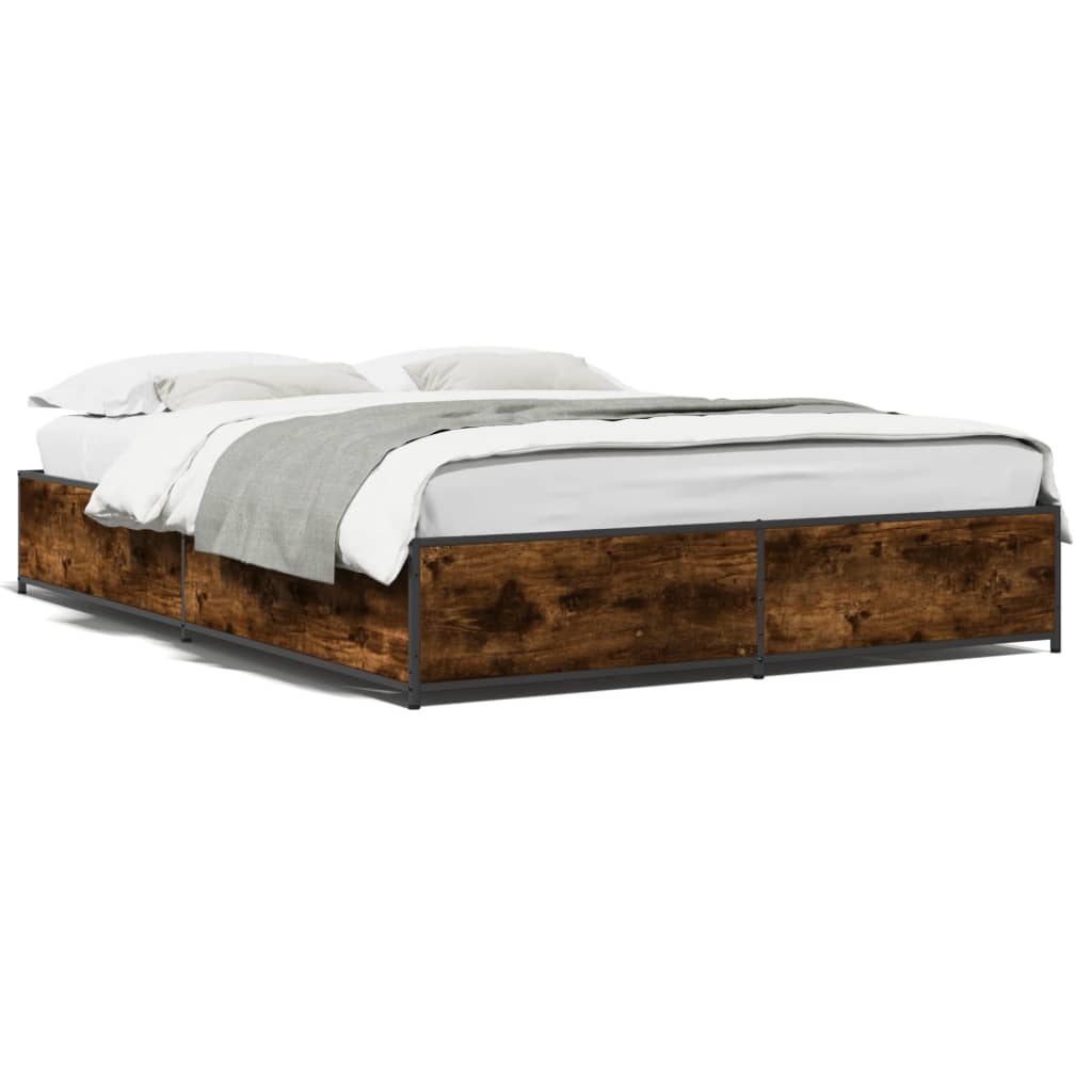 vidaXL Bed Frame without Mattress Smoked Oak 140x200 cm