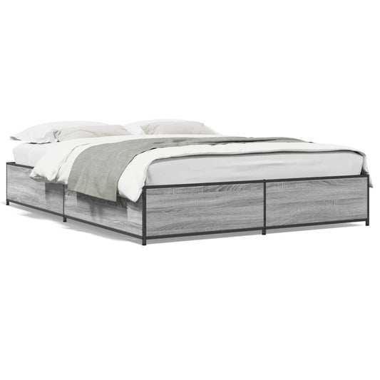 vidaXL Bed Frame without Mattress Grey Sonoma 140x200 cm