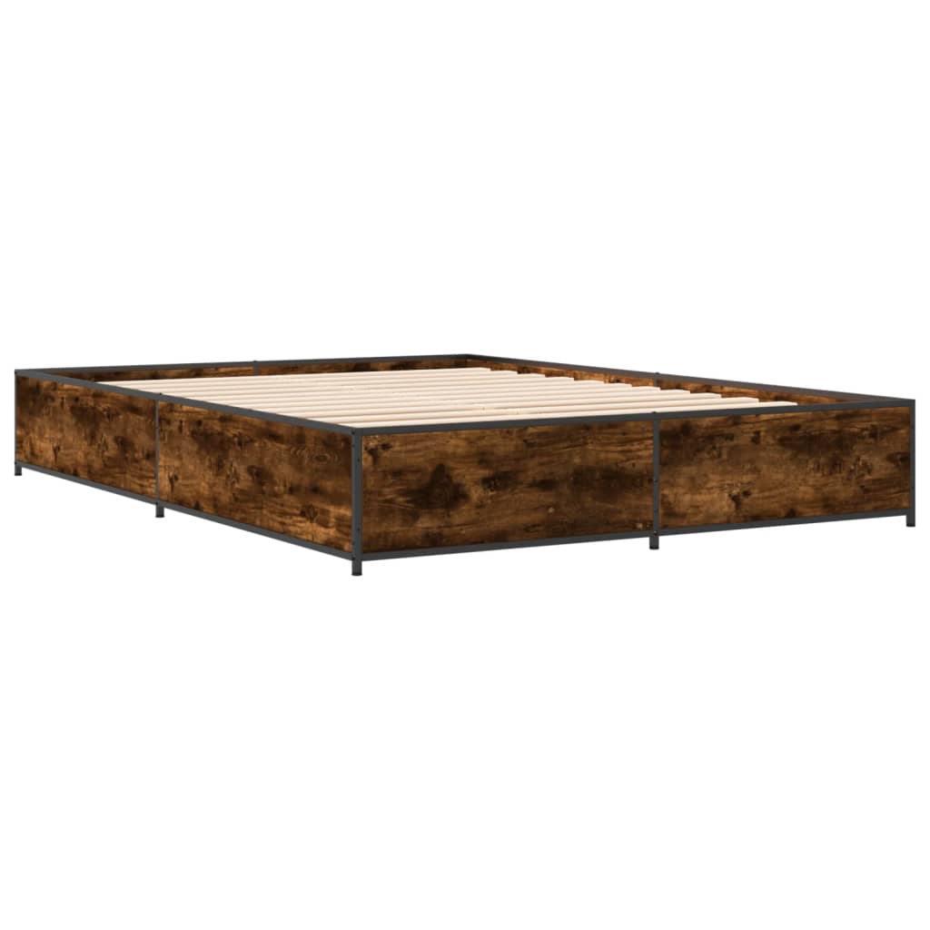 vidaXL Bed Frame without Mattress Smoked Oak 120x200 cm