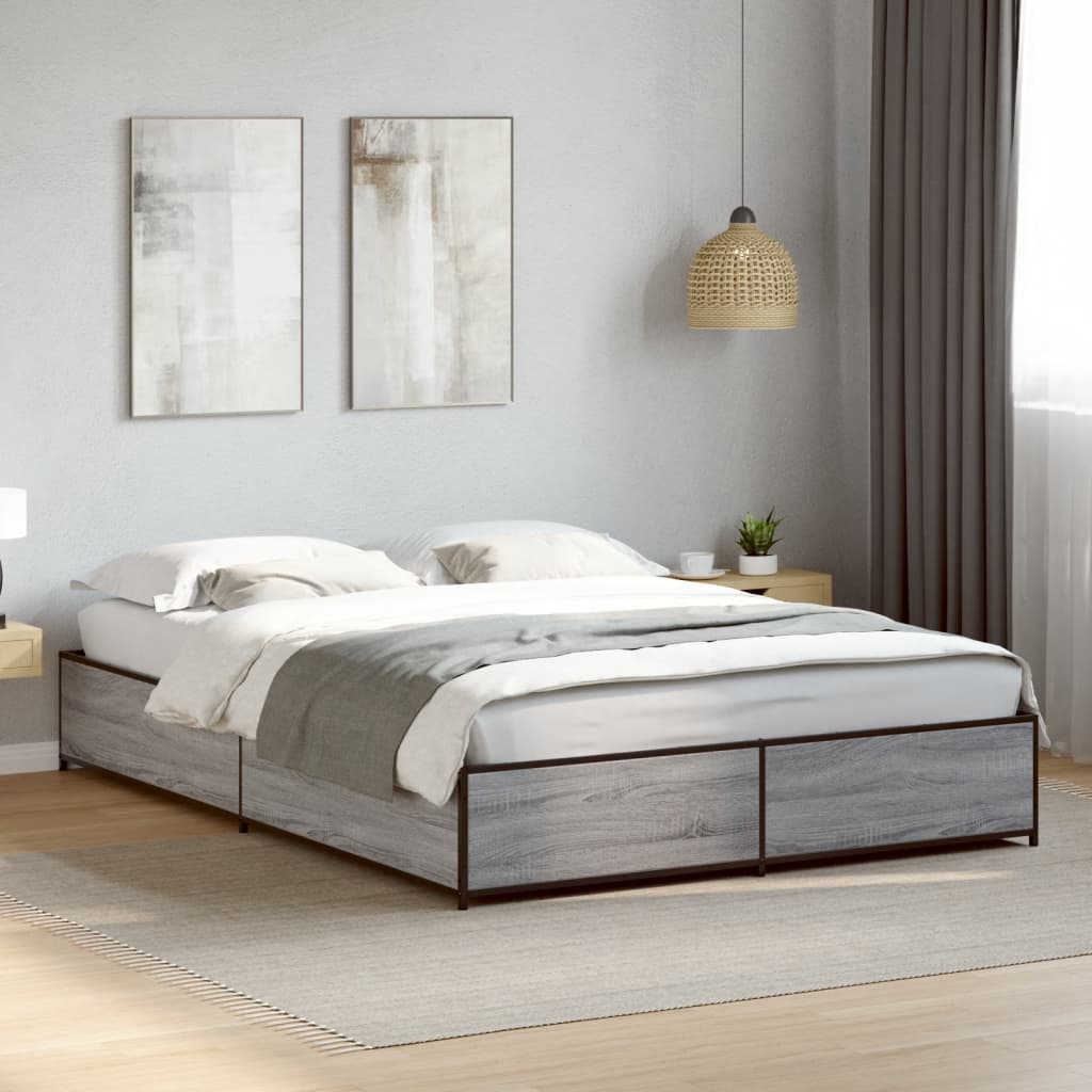 vidaXL Bed Frame without Mattress Grey Sonoma 120x200 cm