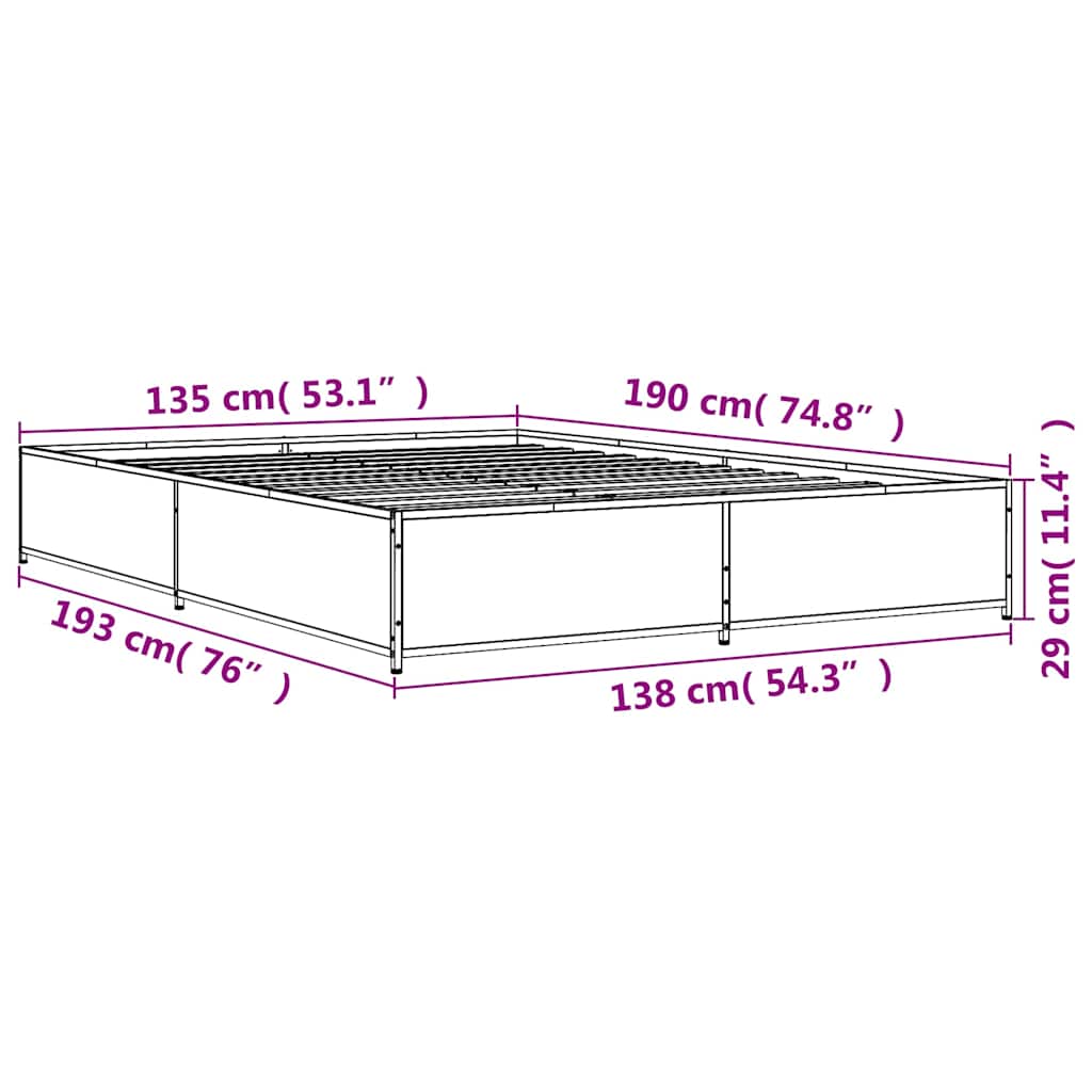 Bed Frame without Mattress Smoked Oak 135x190 cm Double