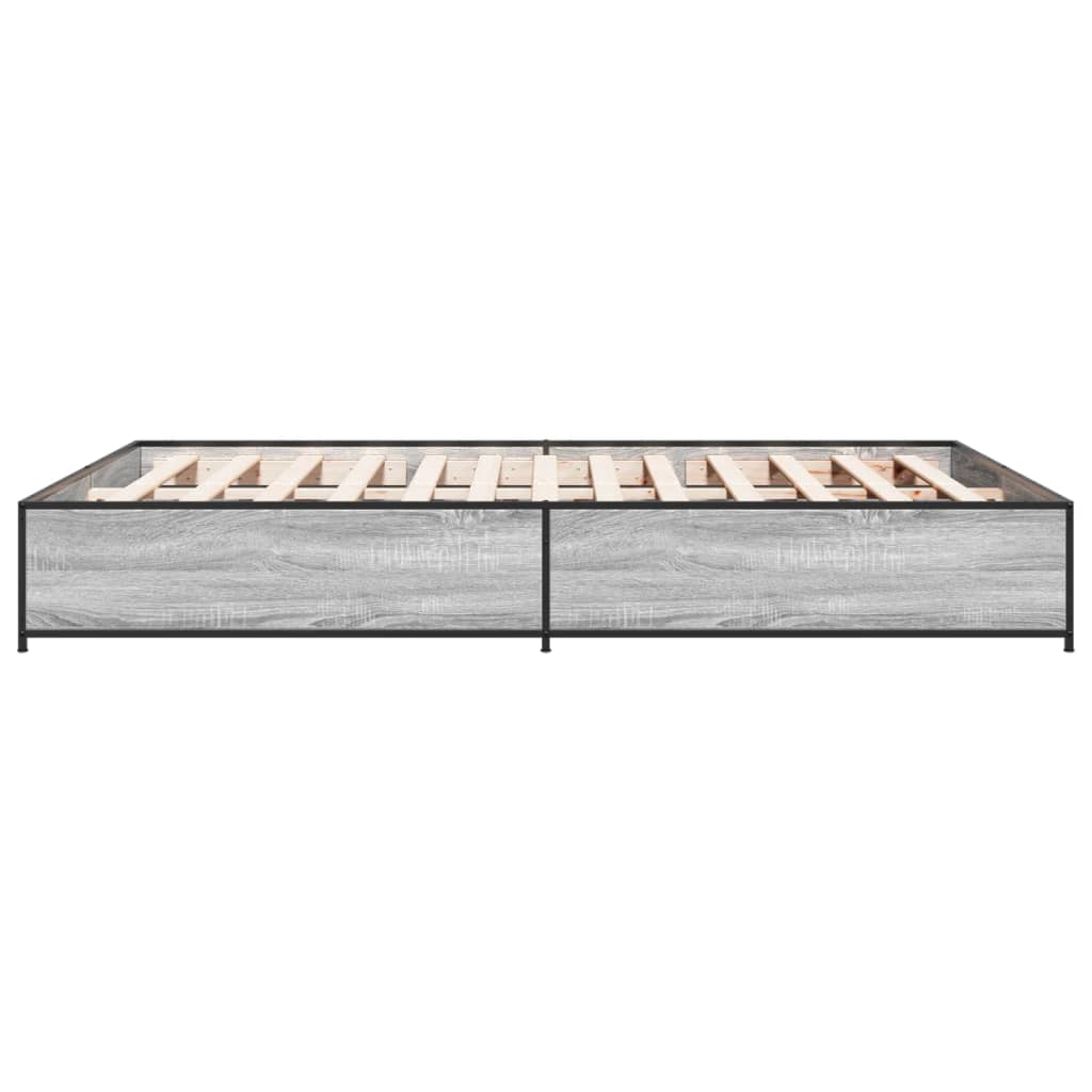 vidaXL Bed Frame without Mattress Grey Sonoma 135x190 cm Double