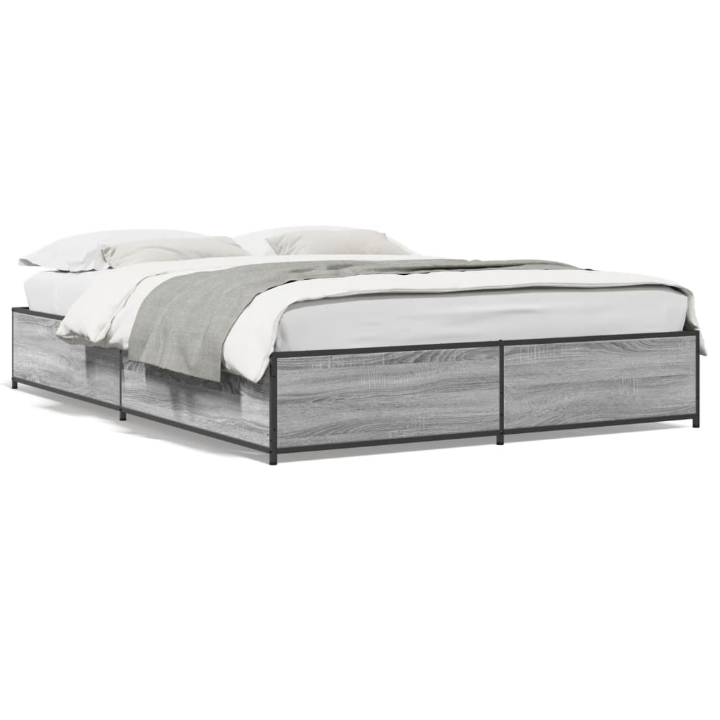 vidaXL Bed Frame without Mattress Grey Sonoma 135x190 cm Double