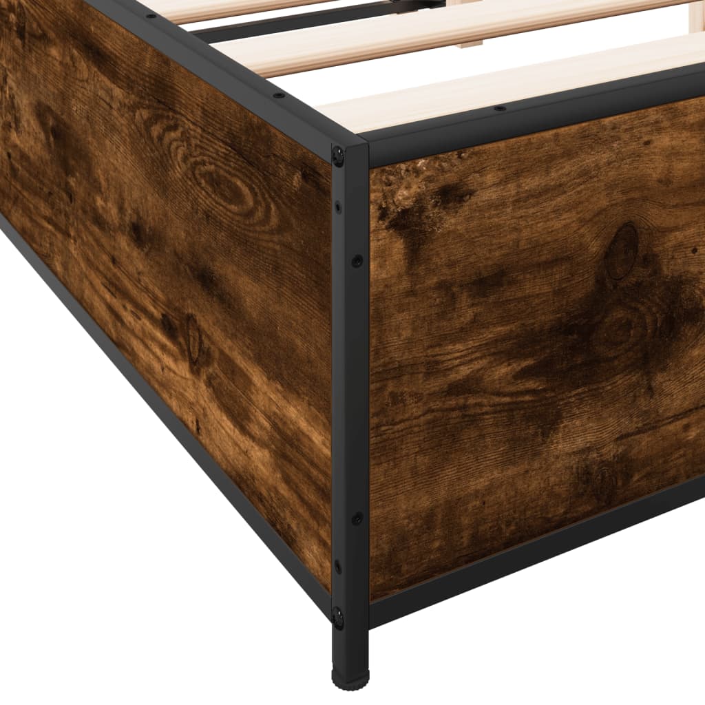 Bed Frame without Mattress Smoked Oak 120x190 cm Small Double