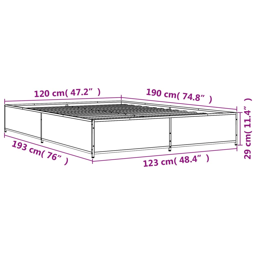 Bed Frame without Mattress Brown Oak 120x190 cm Small Double
