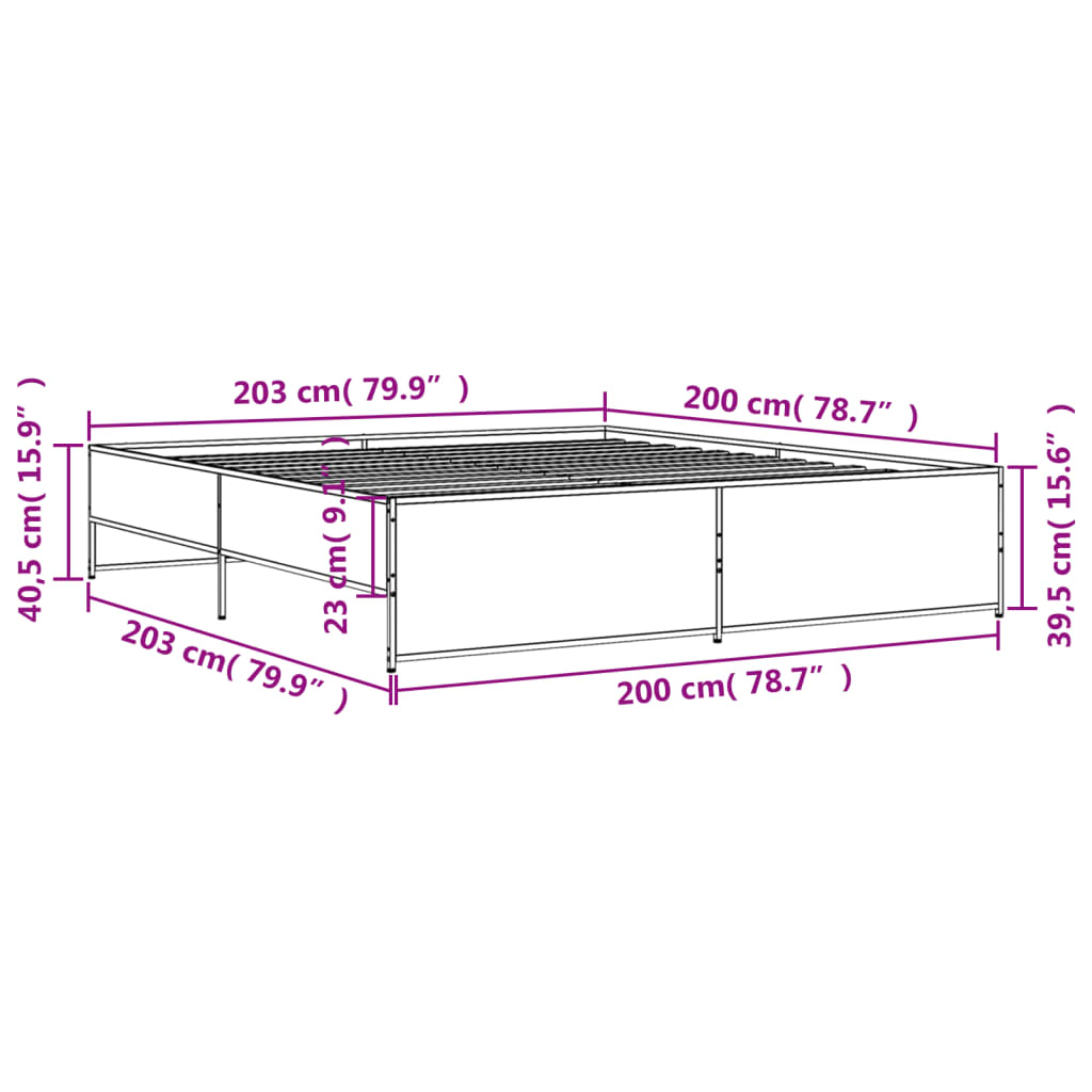 vidaXL Bed Frame without Mattress Sonoma Oak 200x200 cm