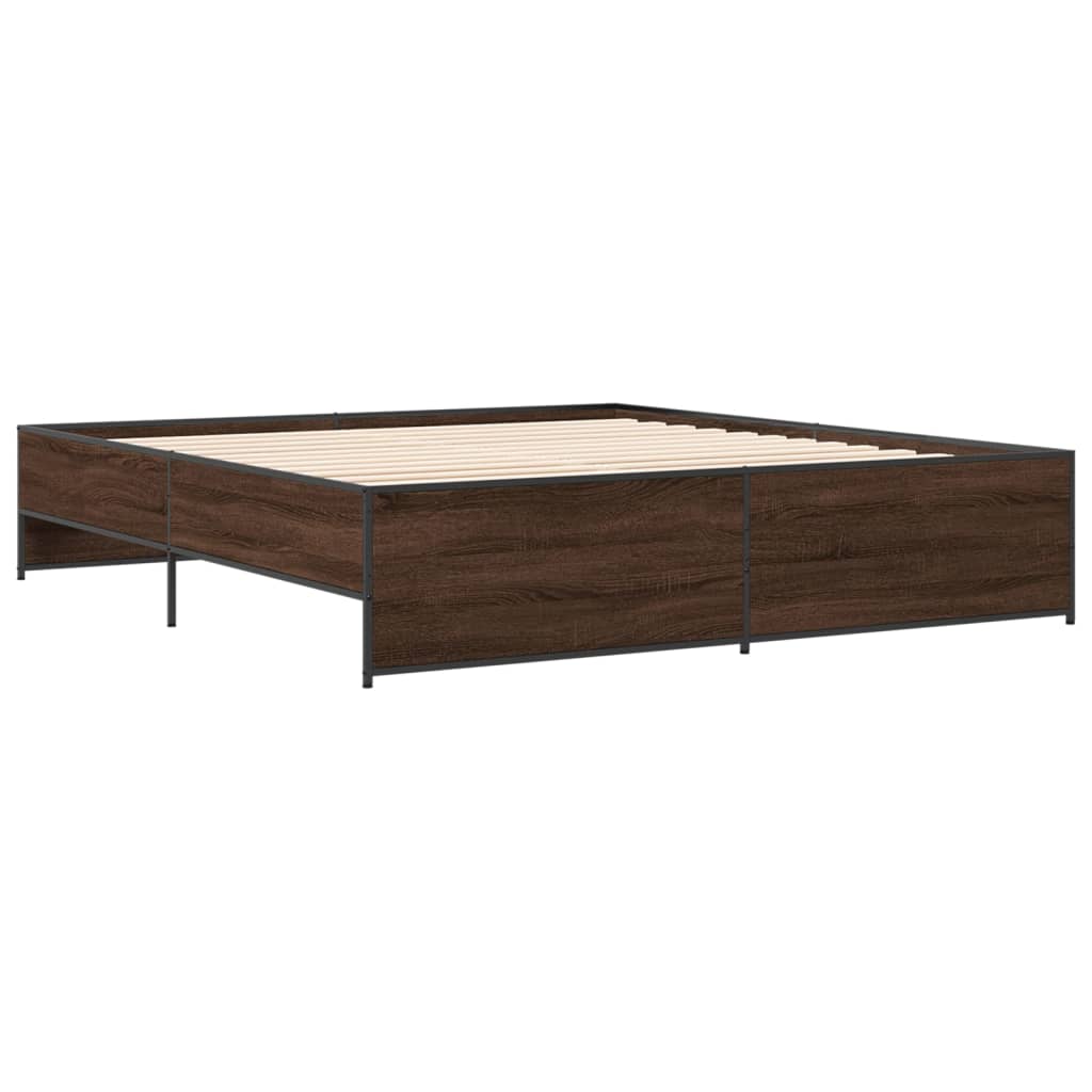 vidaXL Bed Frame without Mattress Brown Oak 200x200 cm