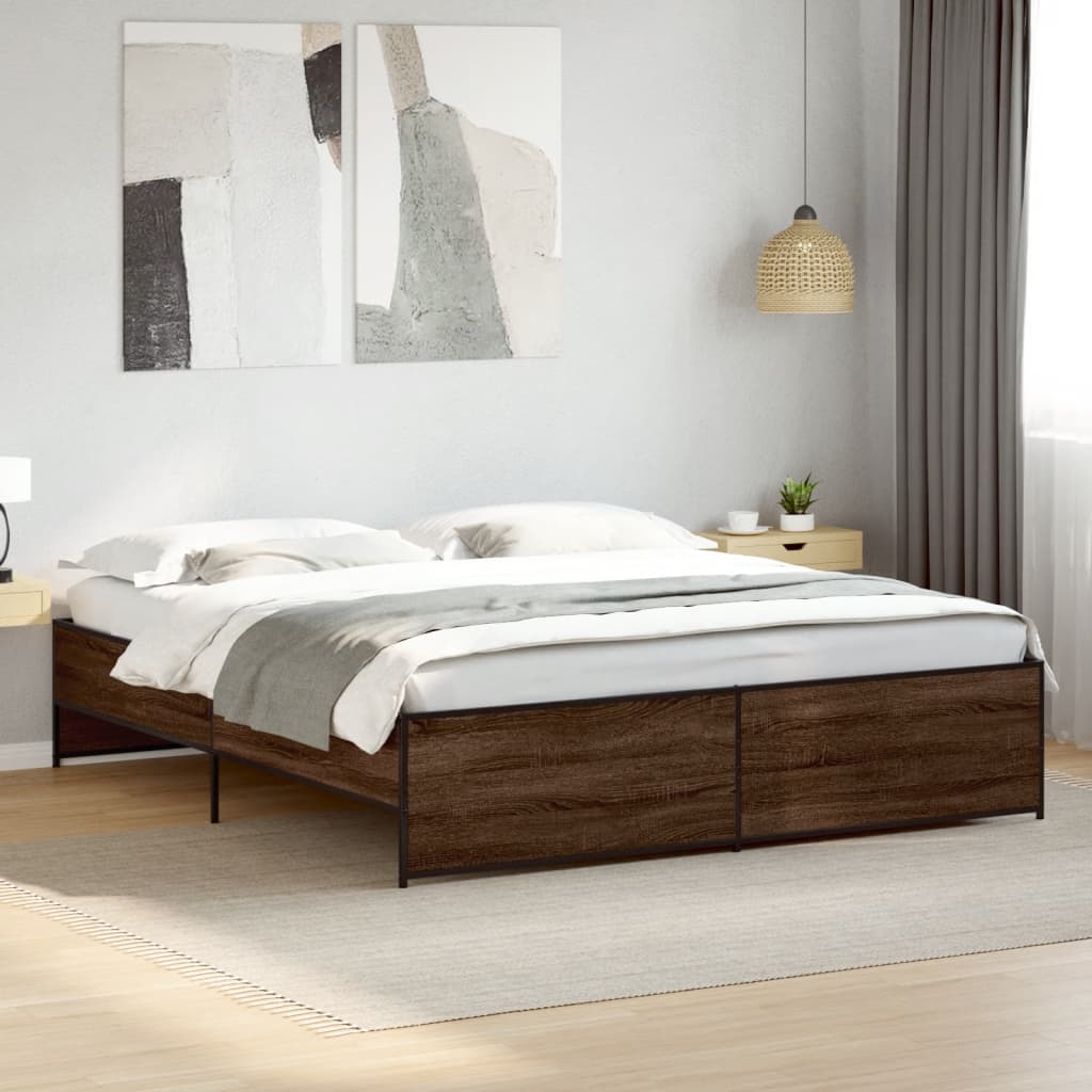 vidaXL Bed Frame without Mattress Brown Oak 200x200 cm