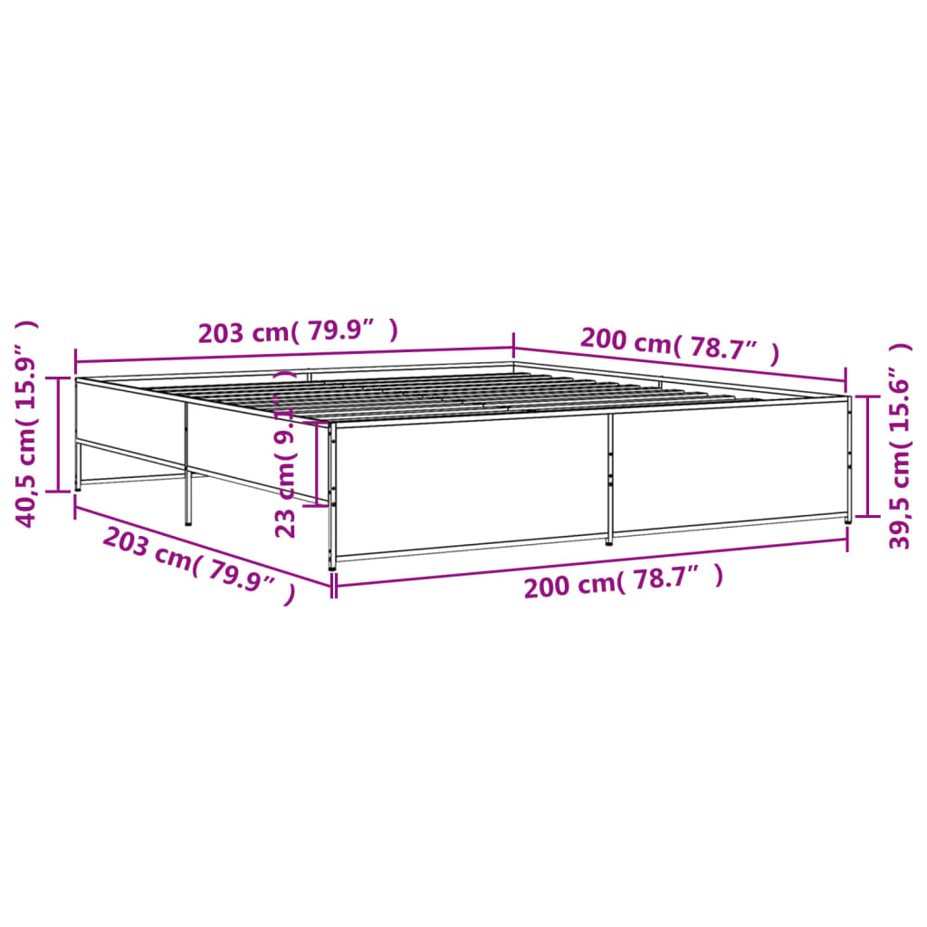 vidaXL Bed Frame without Mattress Brown Oak 200x200 cm