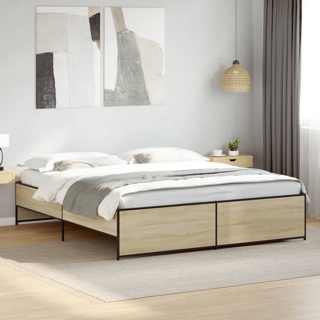 vidaXL Bed Frame without Mattress Sonoma Oak 180x200 cm Super King