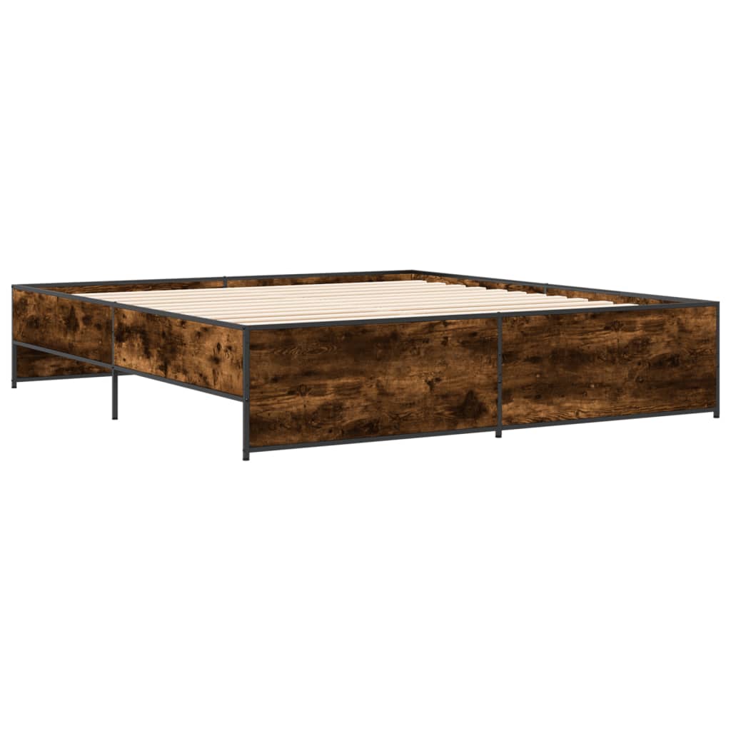 vidaXL Bed Frame without Mattress Smoked Oak 180x200 cm Super King