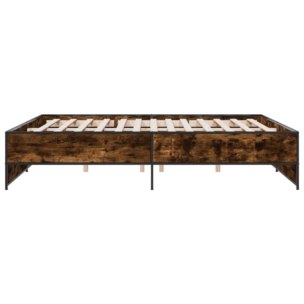 vidaXL Bed Frame without Mattress Smoked Oak 180x200 cm Super King