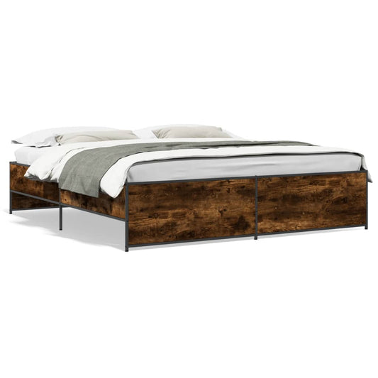 vidaXL Bed Frame without Mattress Smoked Oak 180x200 cm Super King