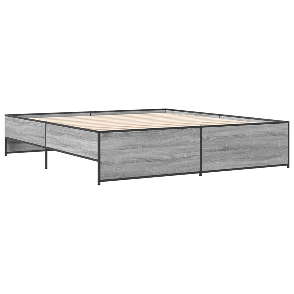 vidaXL Bed Frame without Mattress Grey Sonoma 180x200 cm Super King