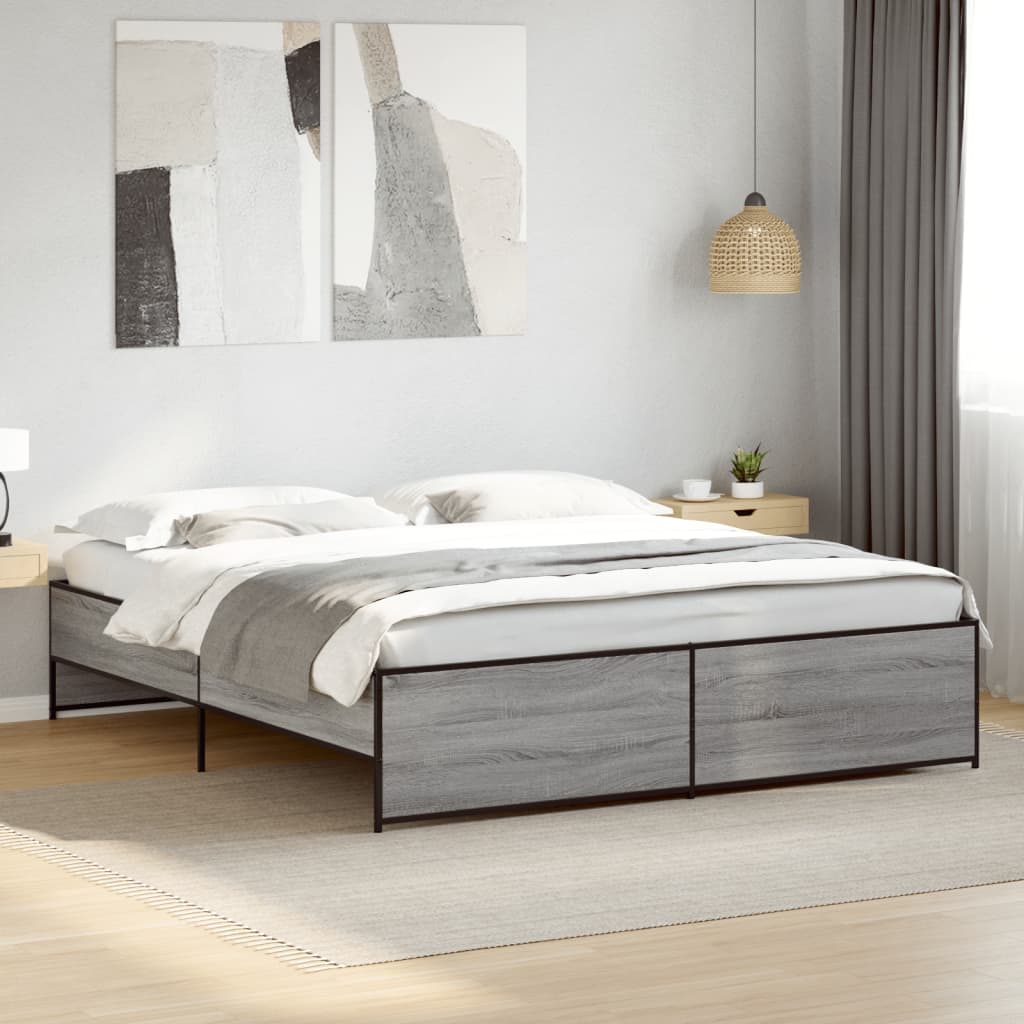 vidaXL Bed Frame without Mattress Grey Sonoma 180x200 cm Super King