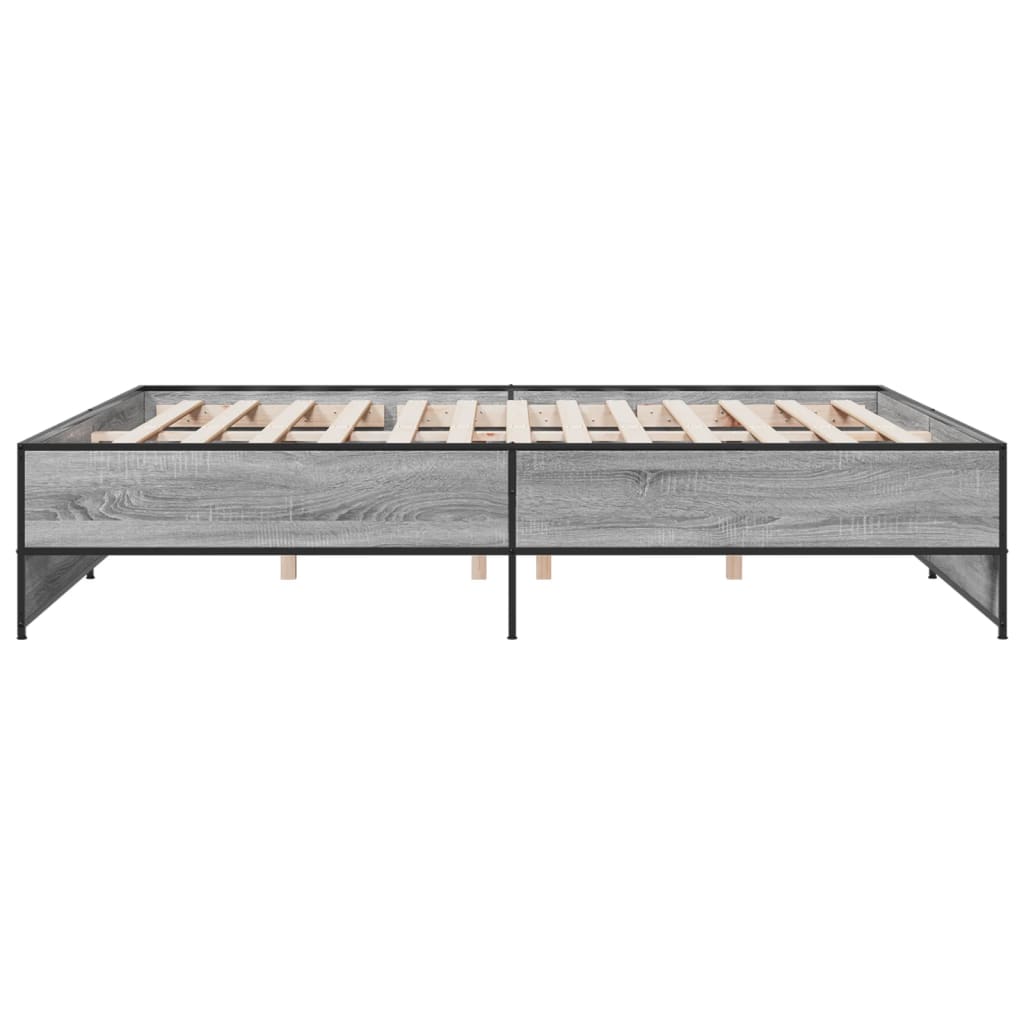 vidaXL Bed Frame without Mattress Grey Sonoma 180x200 cm Super King