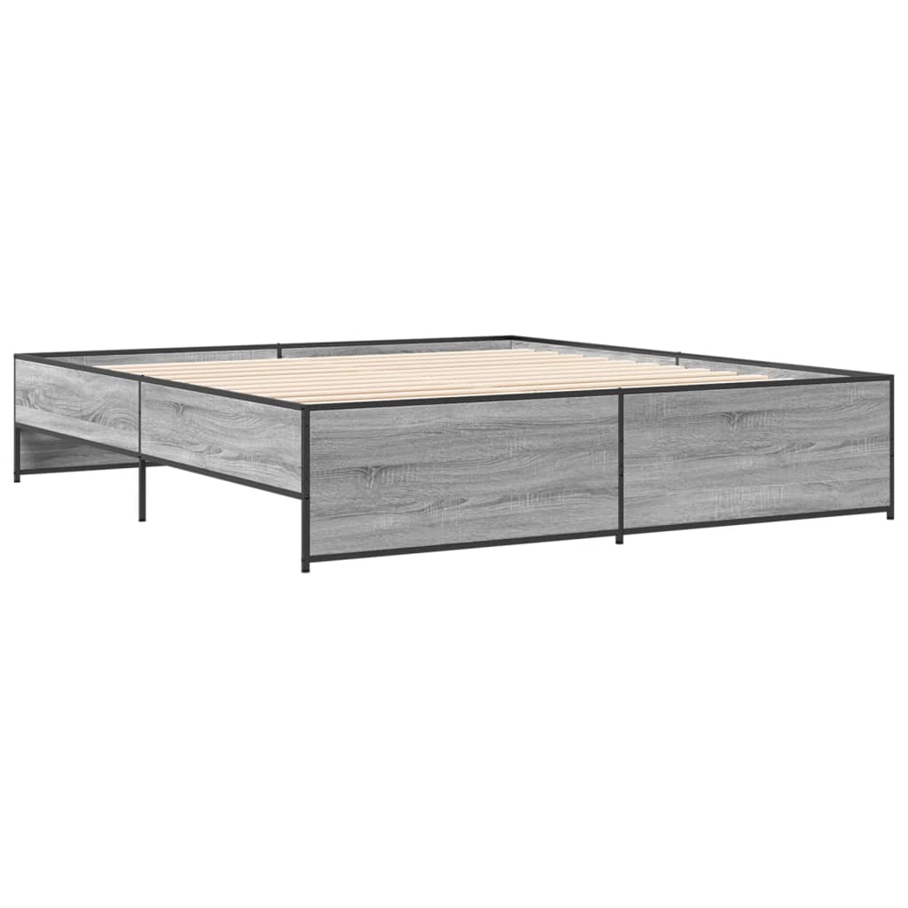 vidaXL Bed Frame without Mattress Grey Sonoma 180x200 cm Super King