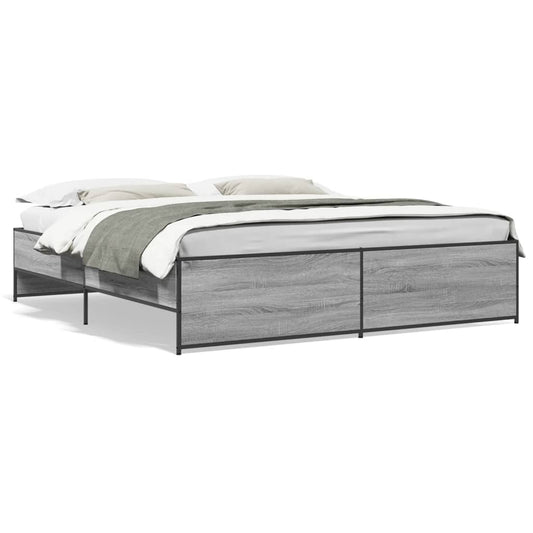 vidaXL Bed Frame without Mattress Grey Sonoma 180x200 cm Super King