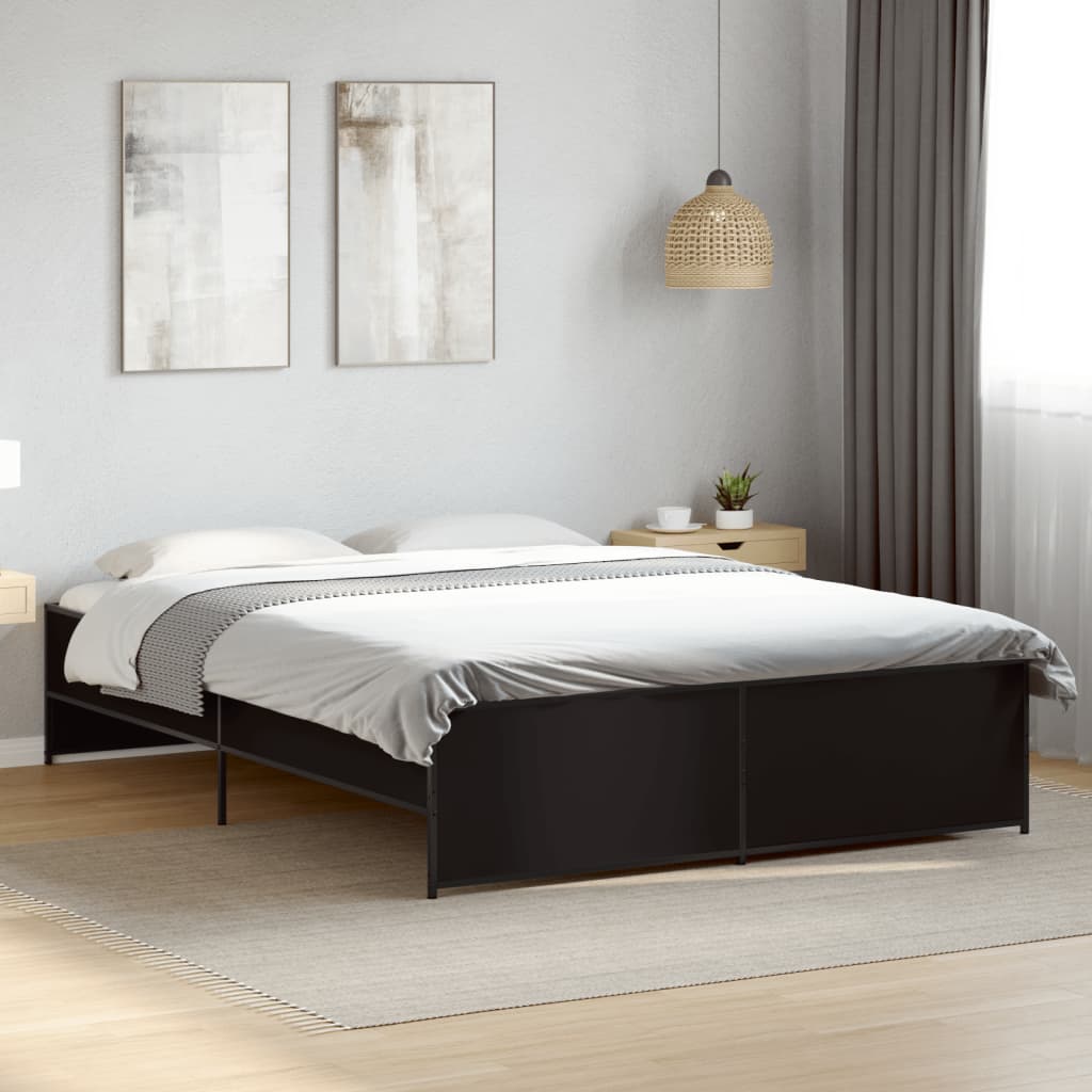 vidaXL Bed Frame without Mattress Black 160x200 cm