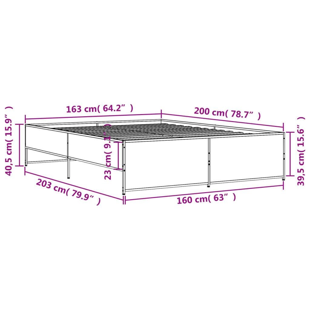 vidaXL Bed Frame without Mattress Sonoma Oak 160x200 cm