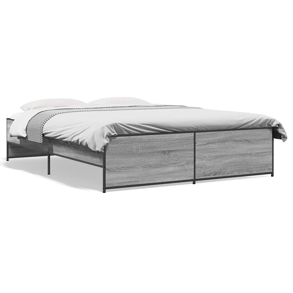 Bed Frame without Mattress Grey Sonoma 160x200 cm