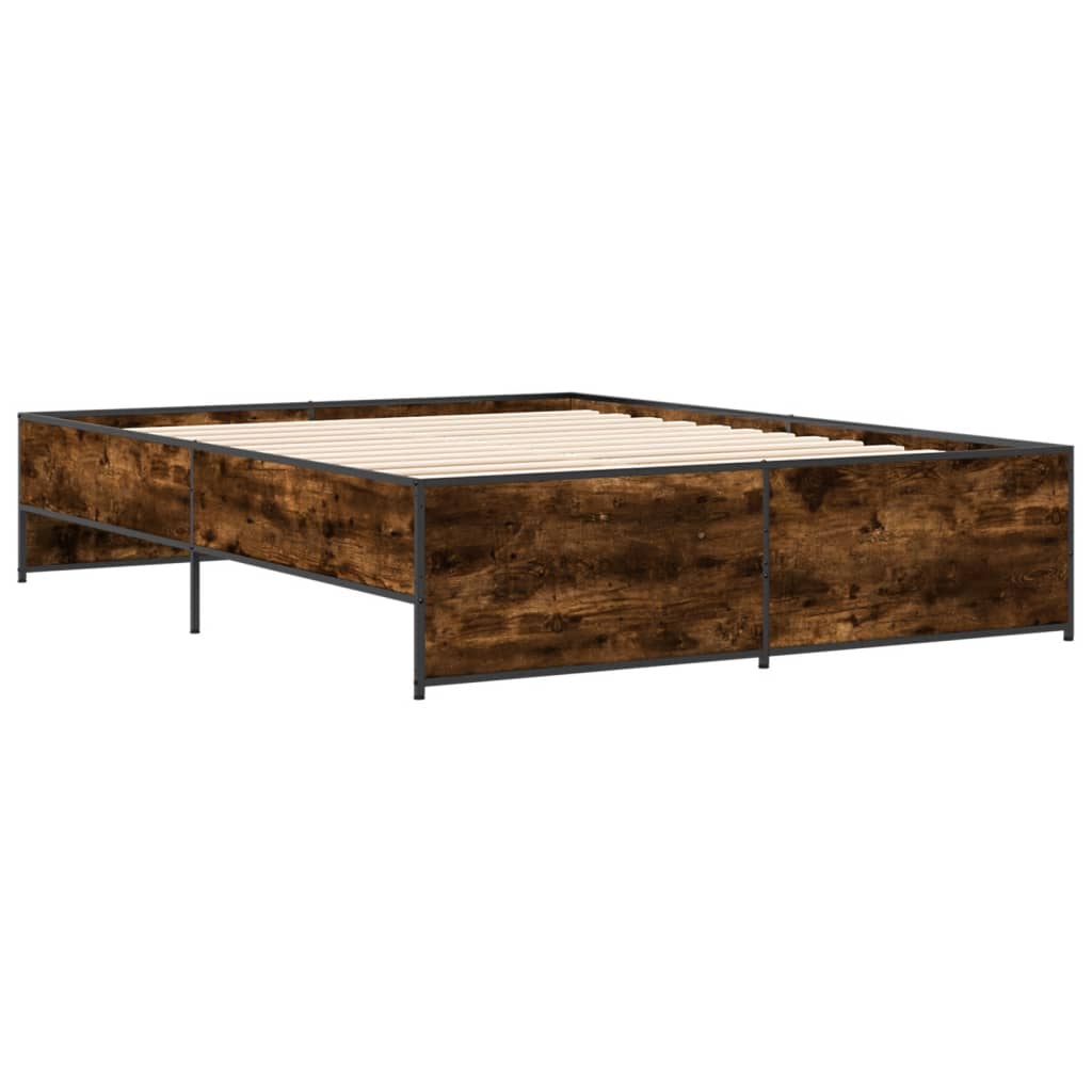 vidaXL Bed Frame without Mattress Smoked Oak 140x200 cm