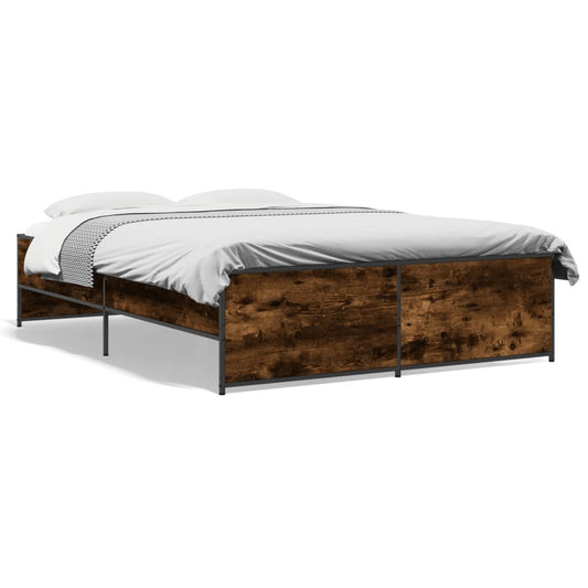 vidaXL Bed Frame without Mattress Smoked Oak 120x200 cm