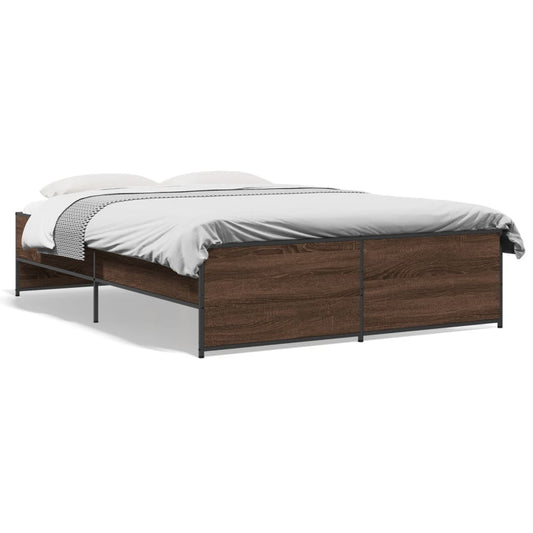 vidaXL Bed Frame without Mattress Brown Oak 140x190 cm