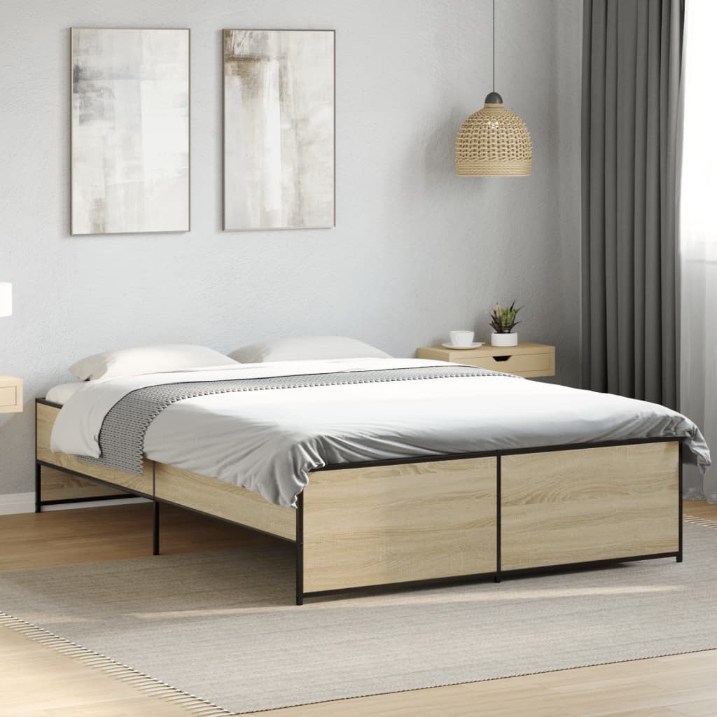 vidaXL Bed Frame without Mattress Sonoma Oak 135x190 cm Double