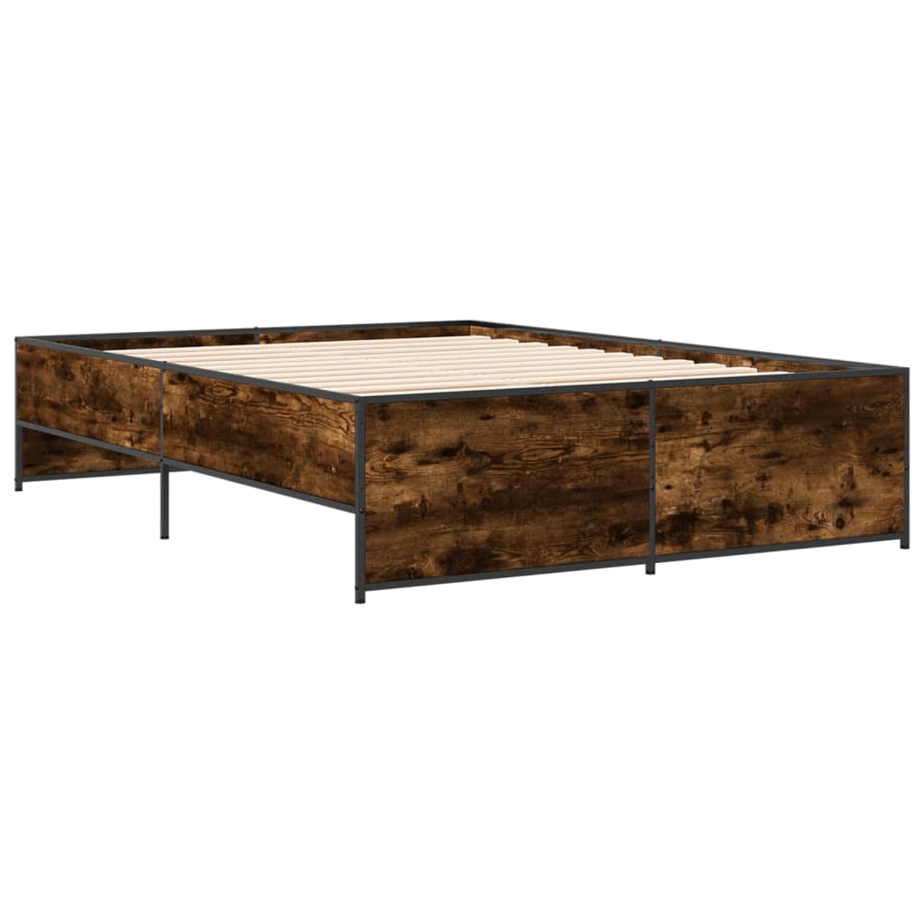 vidaXL Bed Frame without Mattress Smoked Oak 135x190 cm Double