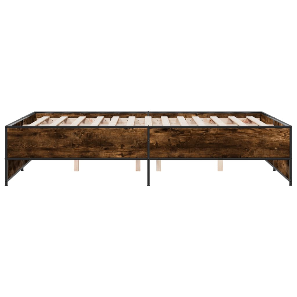 vidaXL Bed Frame without Mattress Smoked Oak 135x190 cm Double