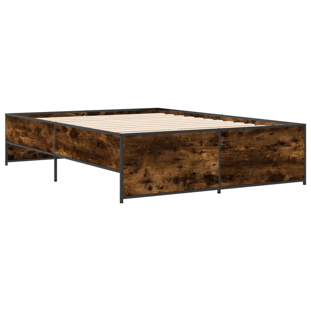 vidaXL Bed Frame without Mattress Smoked Oak 135x190 cm Double