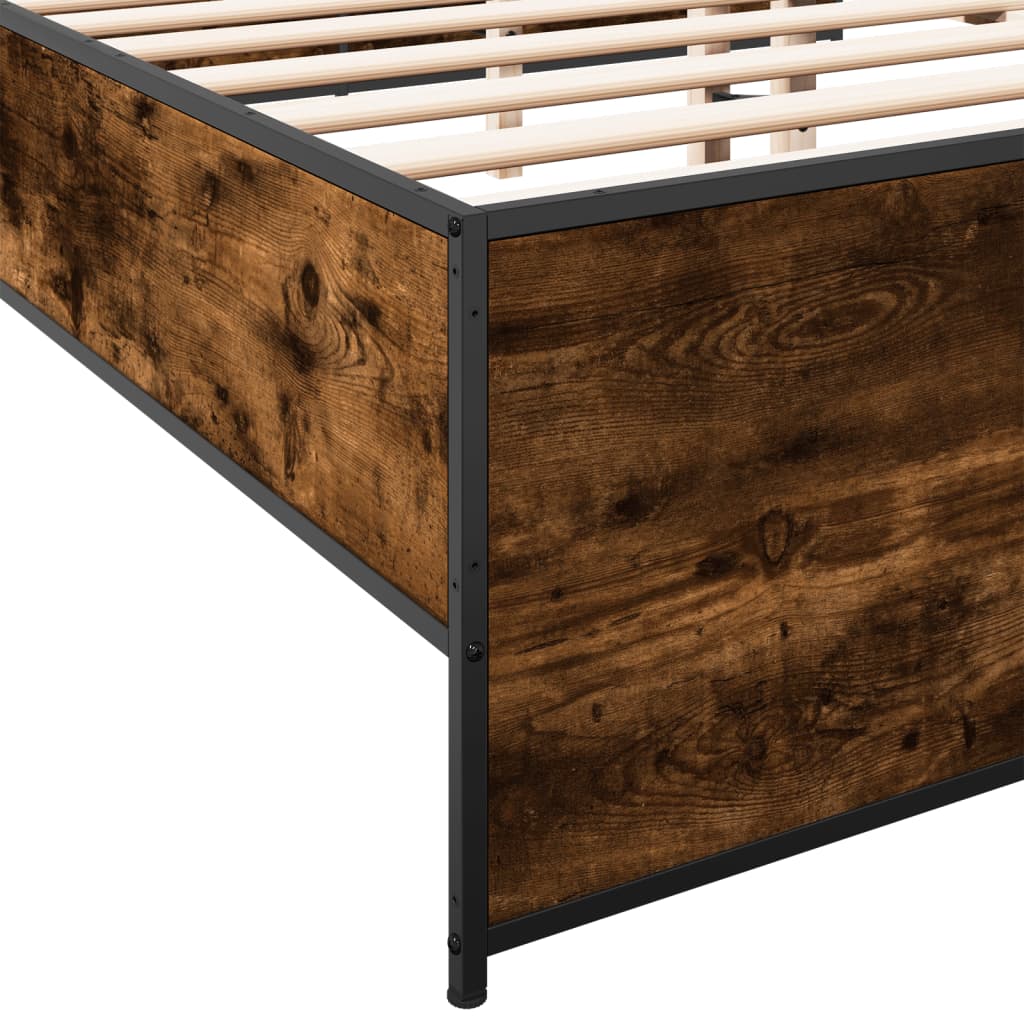 vidaXL Bed Frame without Mattress Smoked Oak 135x190 cm Double