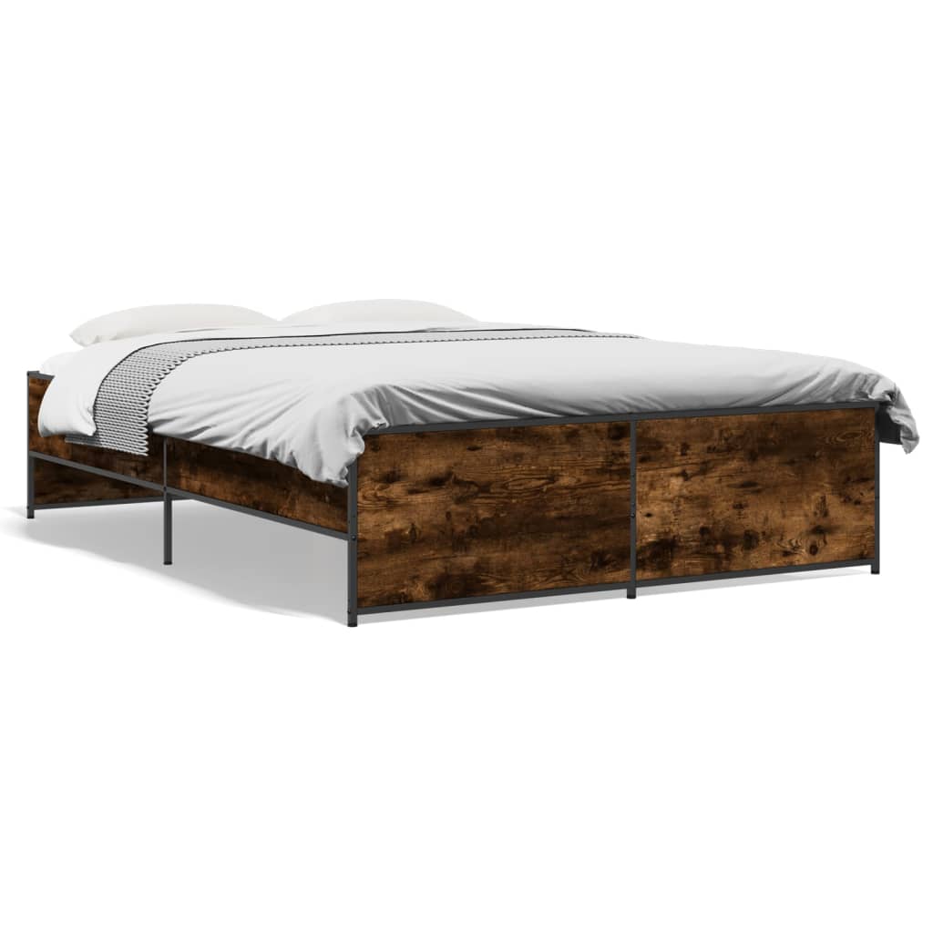 vidaXL Bed Frame without Mattress Smoked Oak 135x190 cm Double