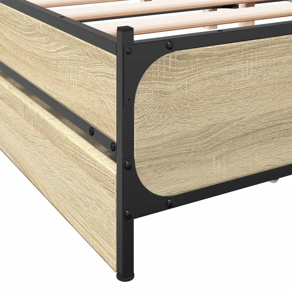 vidaXL Bed Frame with Drawers without Mattress Sonoma Oak 200x200 cm