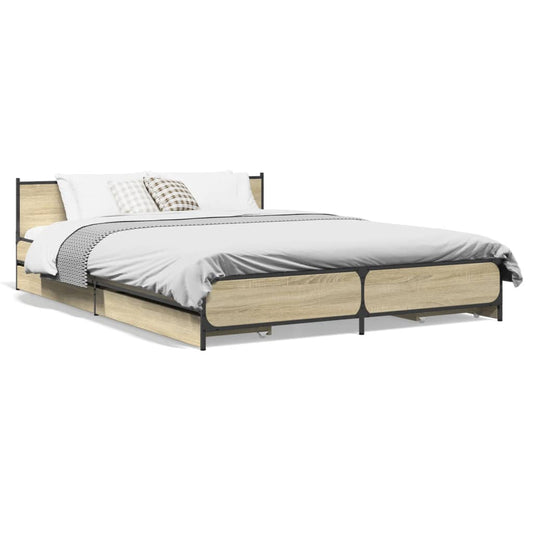 vidaXL Bed Frame with Drawers without Mattress Sonoma Oak 150x200 cm King Size