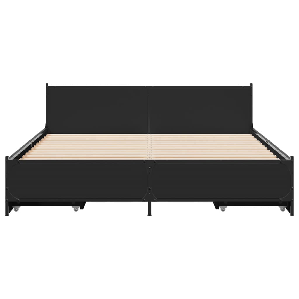 vidaXL Bed Frame with Drawers without Mattress Black 120x190 cm Small Double