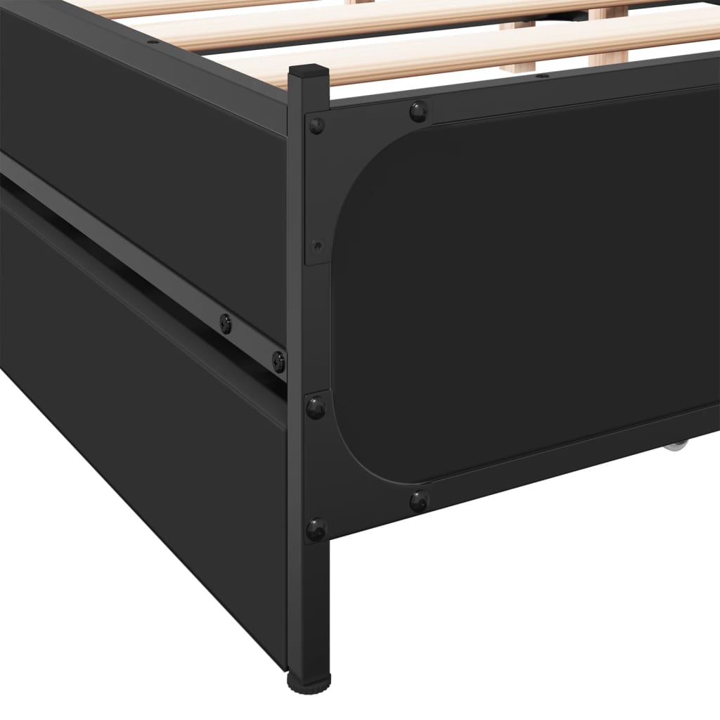 vidaXL Bed Frame with Drawers without Mattress Black 120x190 cm Small Double