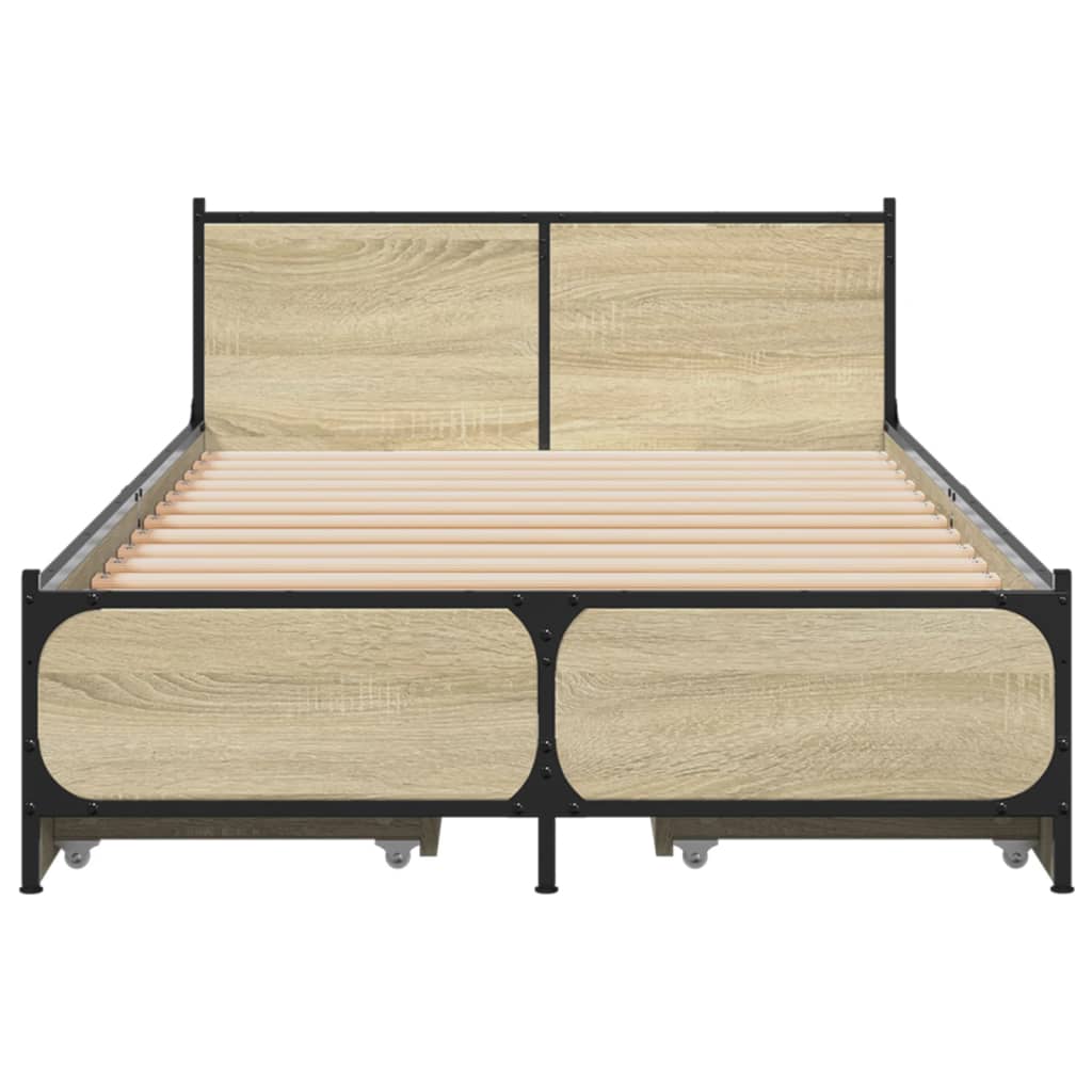 vidaXL Bed Frame with Drawers without Mattress Sonoma Oak 90x190 cm Single