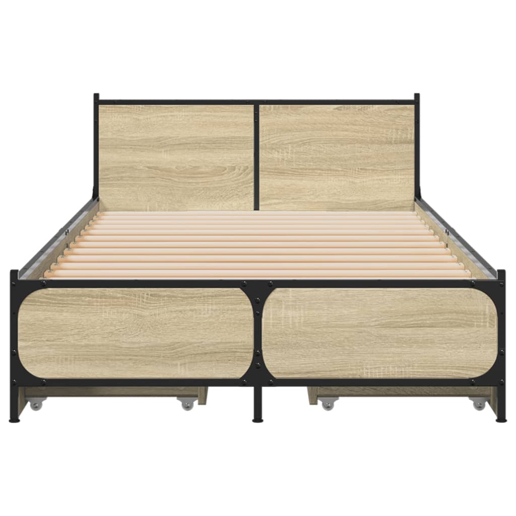 vidaXL Bed Frame with Drawers without Mattress Sonoma Oak 100x200 cm