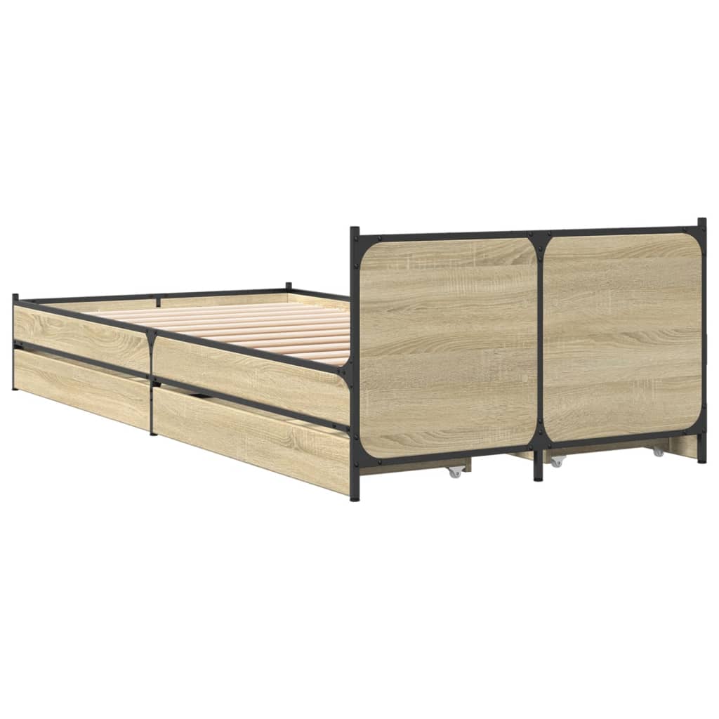 vidaXL Bed Frame with Drawers without Mattress Sonoma Oak 90x200 cm