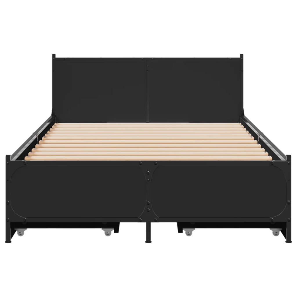 vidaXL Bed Frame with Drawers without Mattress Black 75x190 cm Small Single