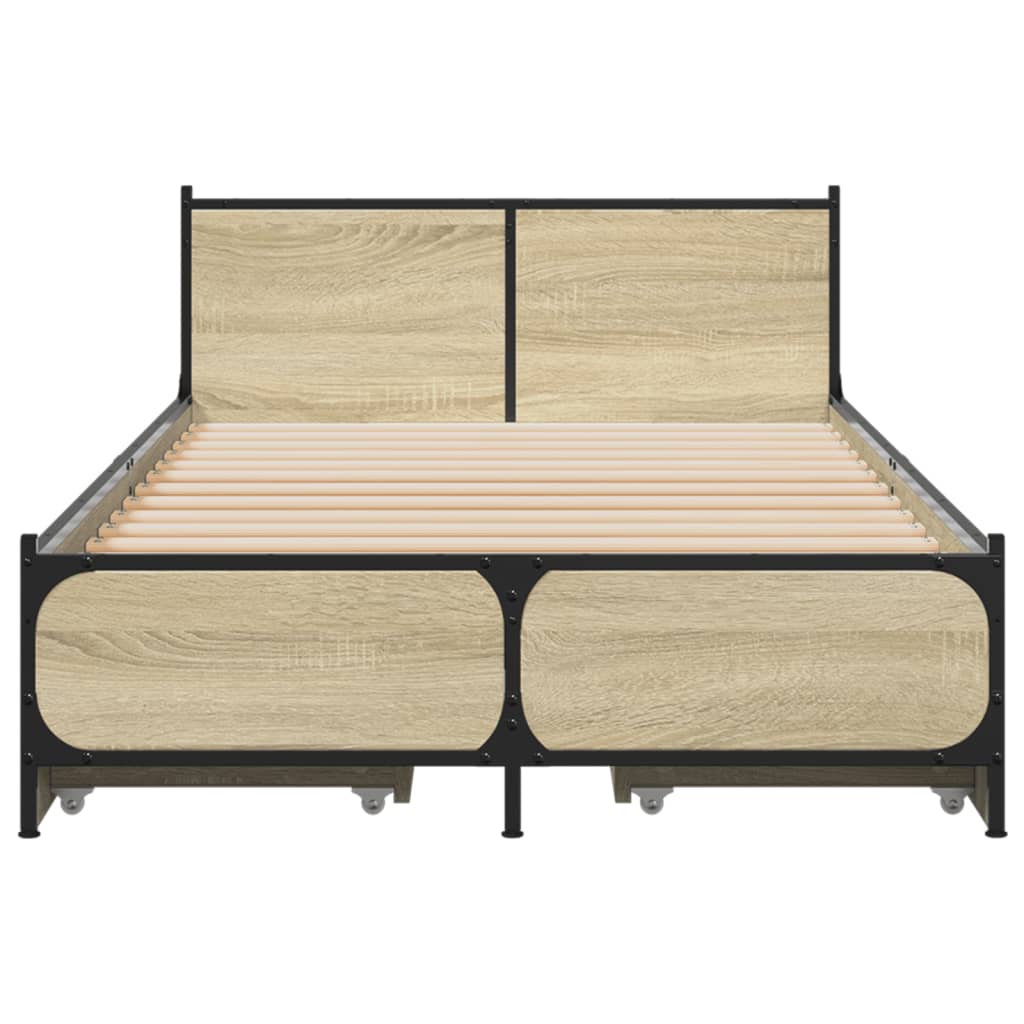 vidaXL Bed Frame with Drawers without Mattress Sonoma Oak 75x190 cm Small Single