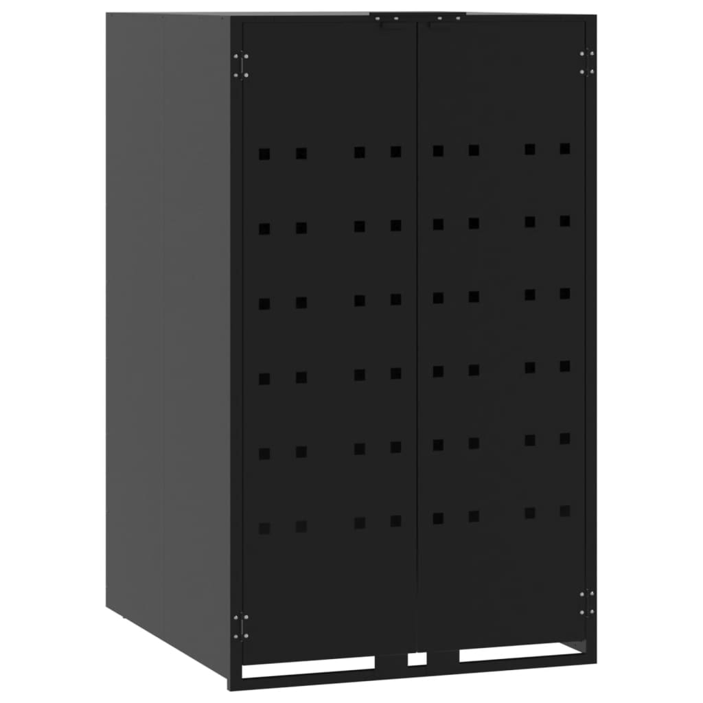 Wheelie Bin Storage for 2 Bins Black 138x79x117 cm Steel