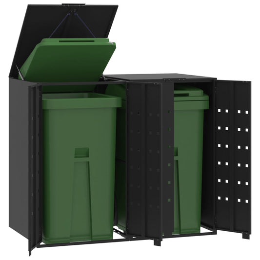 vidaXL Wheelie Bin Storage for 2 Bins Black 138x79x117 cm Steel